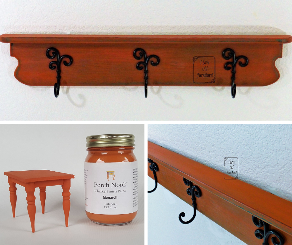 EXAMPLE: Wall hooks w/ "Monarch", designed by I Love Old Furniture in Cedar Park, TX