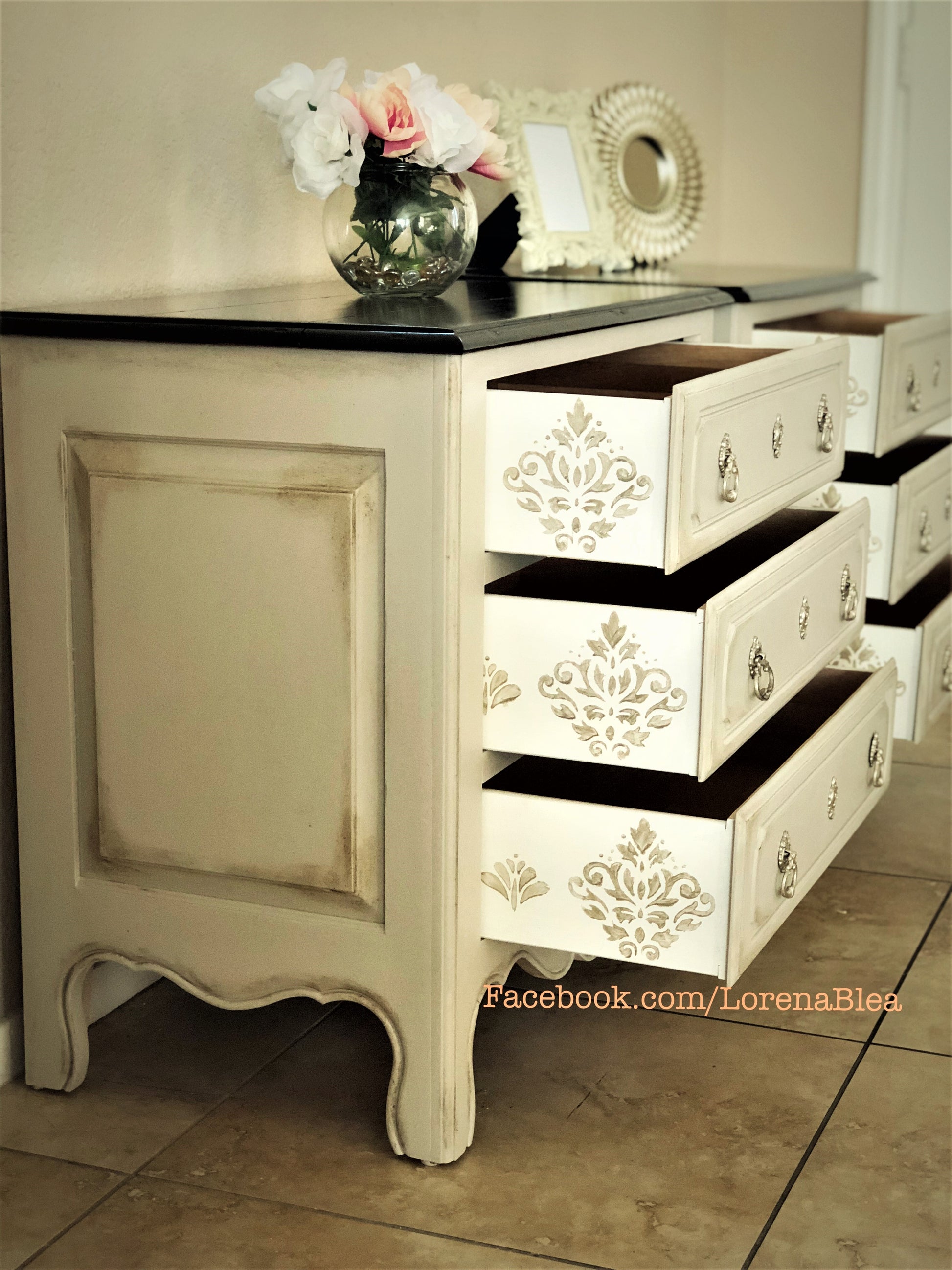 EXAMPLE: End tables w/ "Cashew" and java gel stain, distressed