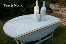 EXAMPLE: leaf table w/ "Nantucket", distressed, clear and dark wax