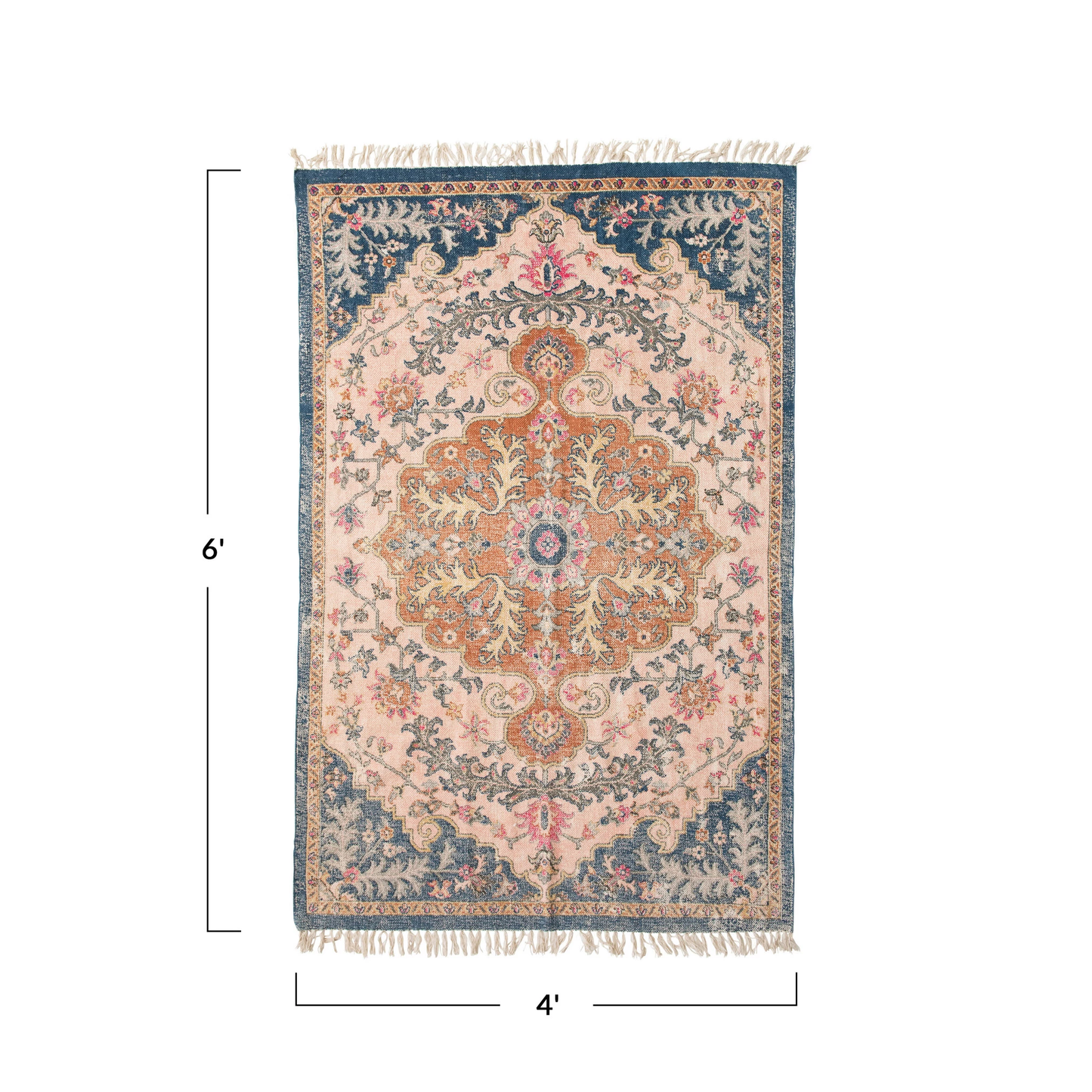 Porch Nook | Woven Cotton Distressed Print Rug, 4x6