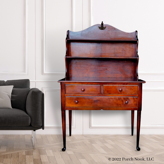 Porch Nook | Antique Queen Anne Style Mahogany Finish Dining Server with Hutch, by Paine Furniture Co.