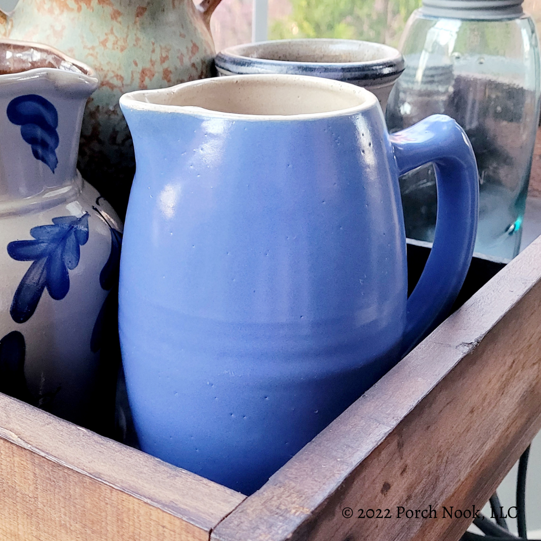 Porch Nook | Vintage Periwinkle Hand-Thrown Stoneware Pitcher